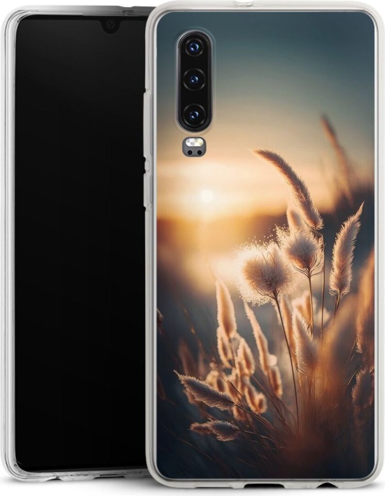 DeinDesign Handyhülle für Huawei P30 Silikon Hülle Case Smartphone Schutzhülle Natur Sonne Pampasgras