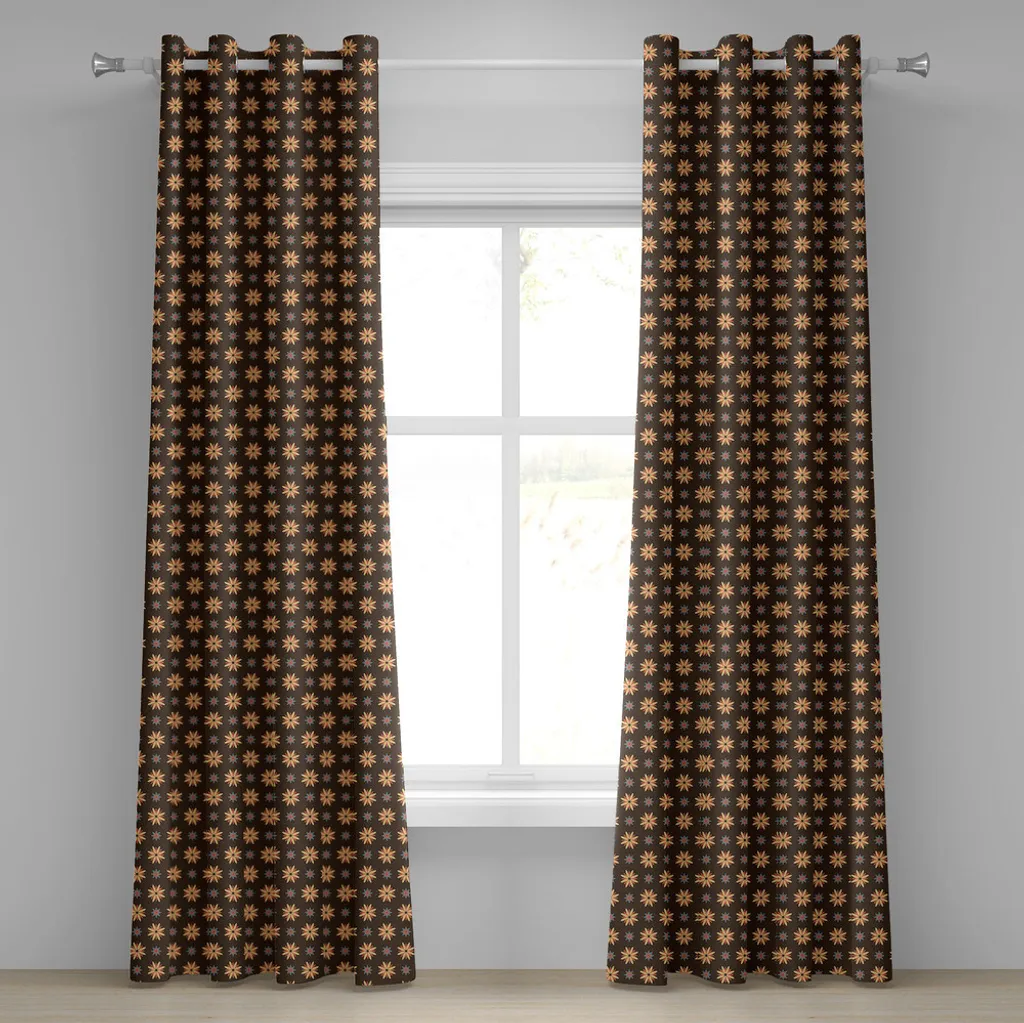 ABAKUHAUS Rideau à Oeillets 280x245 cm Floral Marron et Orange en Tissu
