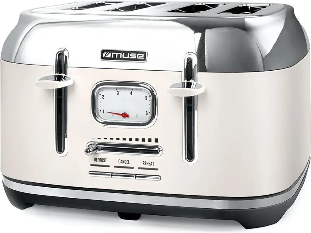 Tostapane Vintage Muse MS131SC 4 Fette - Estetica Retrò Panna