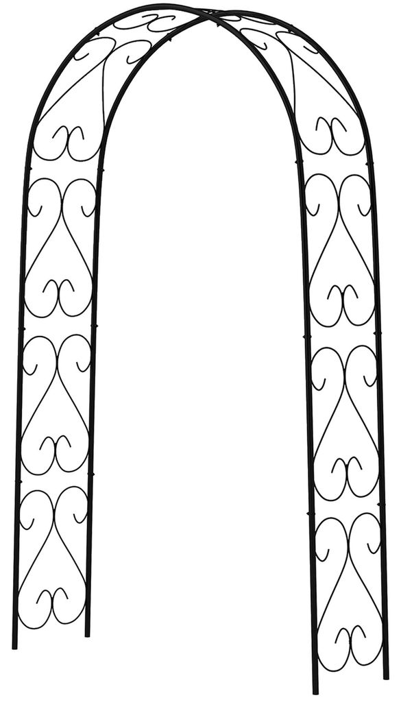 Rogenbogen Gartenbogen Torbogen, Vintage Design, 125 x 37 x 230 cm, Schwarz