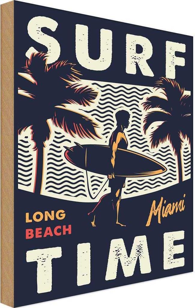vianmo Holzschild 40x30 cm time long beach Dekoration