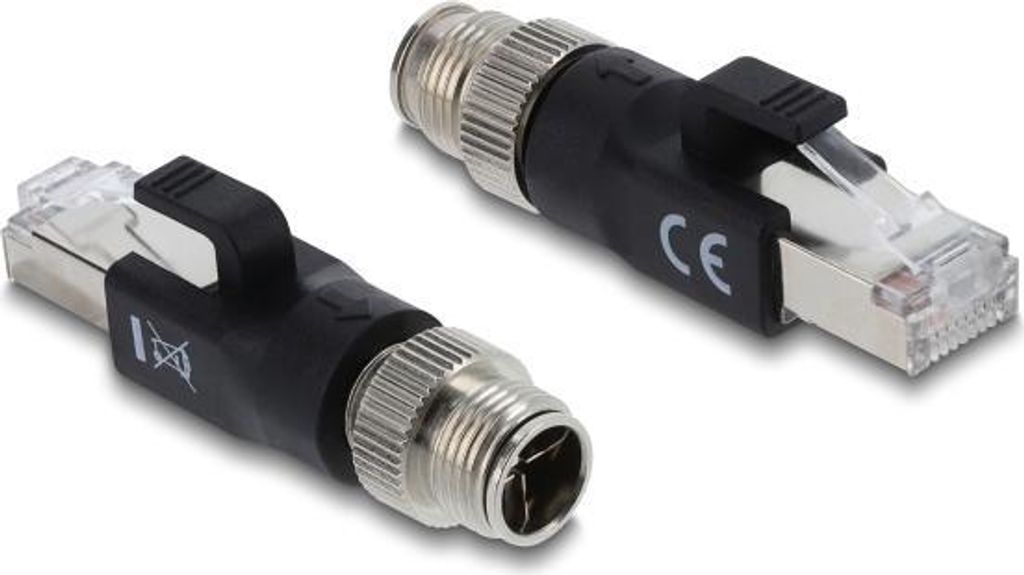Delock M12 Adapter X-kodiert 8 Pin Stecker zu RJ45 Stecker schwarz
