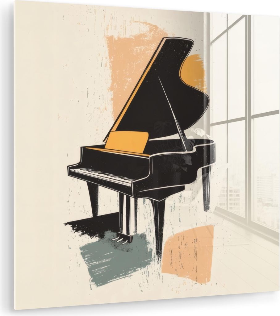 MuchoWow Glasbilder - Bilder auf Wandbild - Foto auf Glas Flügel - Schwarz - Abstrakt - Illustration 40x40 cm Wanddekoration aus Glas - Acrylglasb...