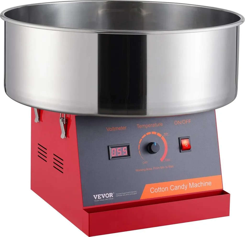 Machine à barbe à papa 1000W à chauffe rapide et cuve inox 52cm rouge