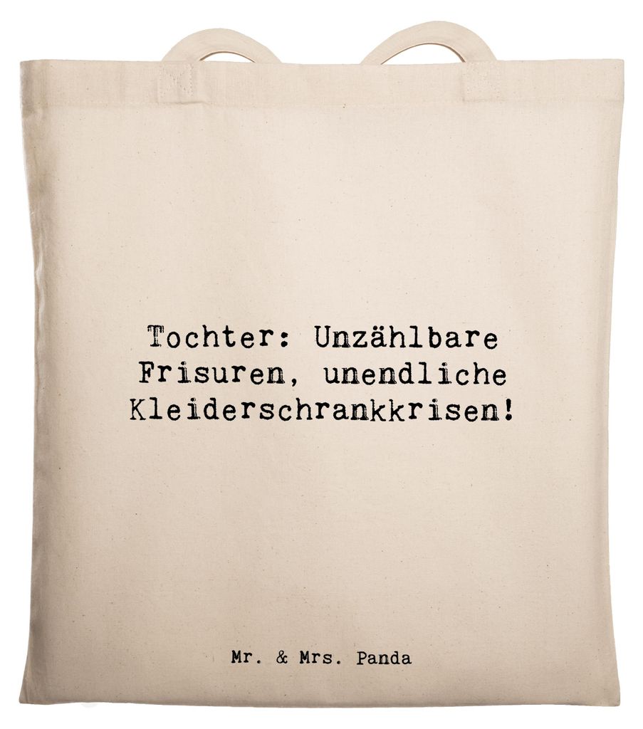 Mr. & Mrs. Panda Tote Bag Spruch Tochter Mode - Transparent - Geschenk, Familienleben, Tasche, Einfallsreichtum, totebag, Kleiderschrank, baumwoll ...