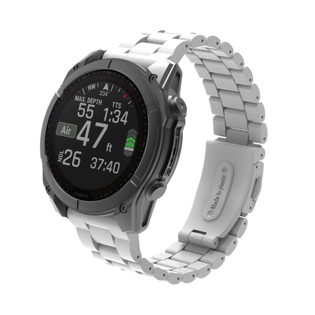 FFO2World TPU 3-Perlen-Armband Classic für Garmin Fenix 5X/6X/7X/8 (51 mm), Enduro 1–3, QuickFit 26 mm, Weiß