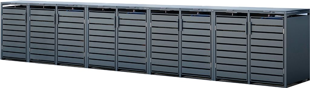 Westmann Metall Mülltonnenbox Kubus 9er 9x240 L Anthrazit 596x80x116 cm
