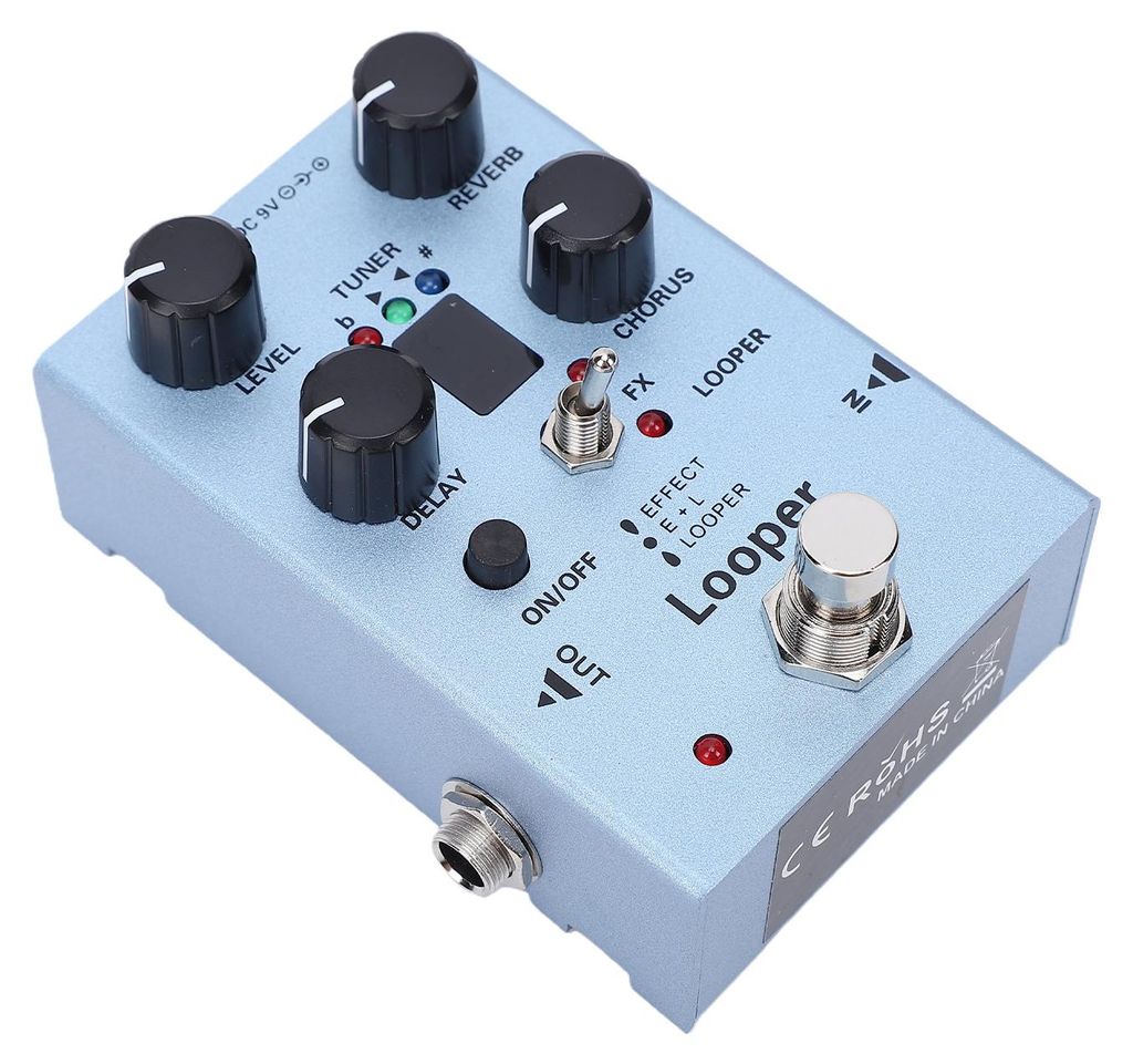 Gitarren-Effektpedal, Multieffektprozessor mit 40-Sekunden-Looper, Hall, Chorus, Delay, Metal-Sound und integriertem Stimmgerät für E-Gitarre