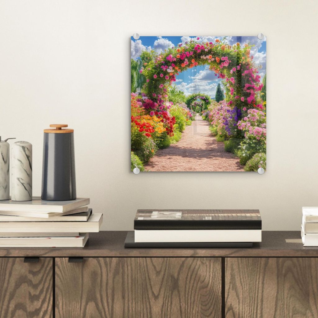 MuchoWow Glasbilder - Bilder auf Wandbild - Foto auf Glas Durchsichtig - Blumen - Farbenfroh - Natur 40x40 cm Wanddekoration aus Glas - Acrylglasbi...