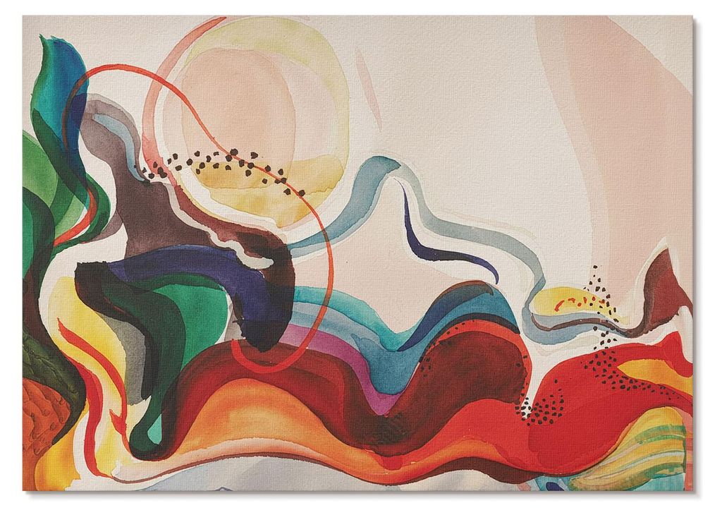 POSTER - 84x59 cm (A1) - Patrycja Michalska - Dynamische Farbwellen durchdringen einander. - Wandbild für Wohnzimmer Schlafzimmer & Flur, Modernes...