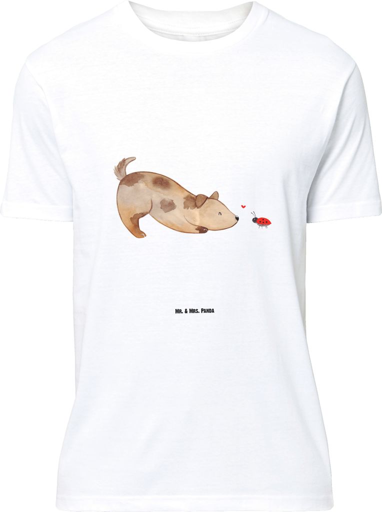Mr. & Mrs. Panda Größe L T-Shirt Hund Marienkäfer - Weiß - Geschenk, Mischlinghund, Sprüche, Achtsam, Hunde, Tshirt, mit Spruch, Shirt, Neugierig