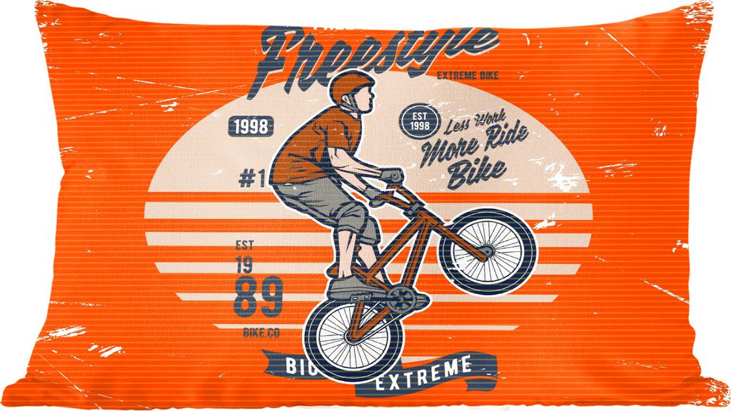 MuchoWow Zierkissen Sofakissen Wohnzimmer Dekokissen 50x30 cm Mann - Fahrrad - Retro - Wohnzimmerdekoration - Polster mit Photo