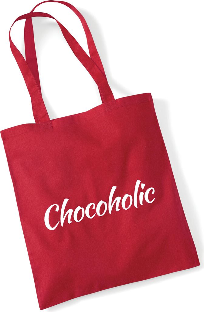 Huuraa Jutebeutel Chocoholic Schriftzug 10 Liter Classic Red Baumwolle Tasche Geschenkidee