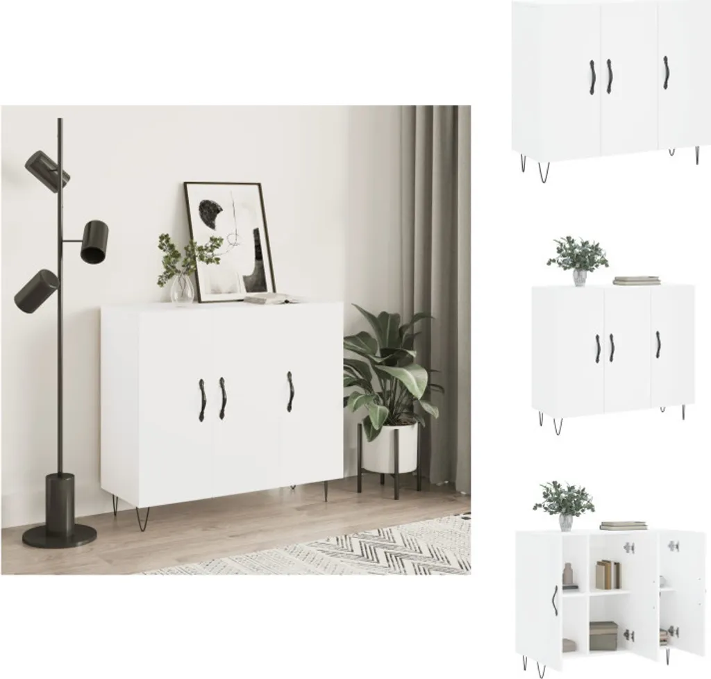 Credenza Bianca vidaXL 90x34x80 cm - Mobile Dispensa Salvaspazio Cucina
