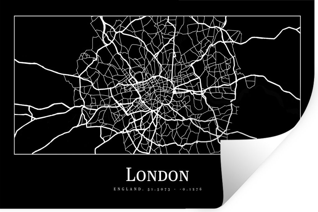 MuchoWow Wandtattoo Wandsticker Wandaufkleber Karte - Stadtplan - London 60x40 cm Selbstklebend und Repositionierbar - Wierderverwendbar - Selbst...