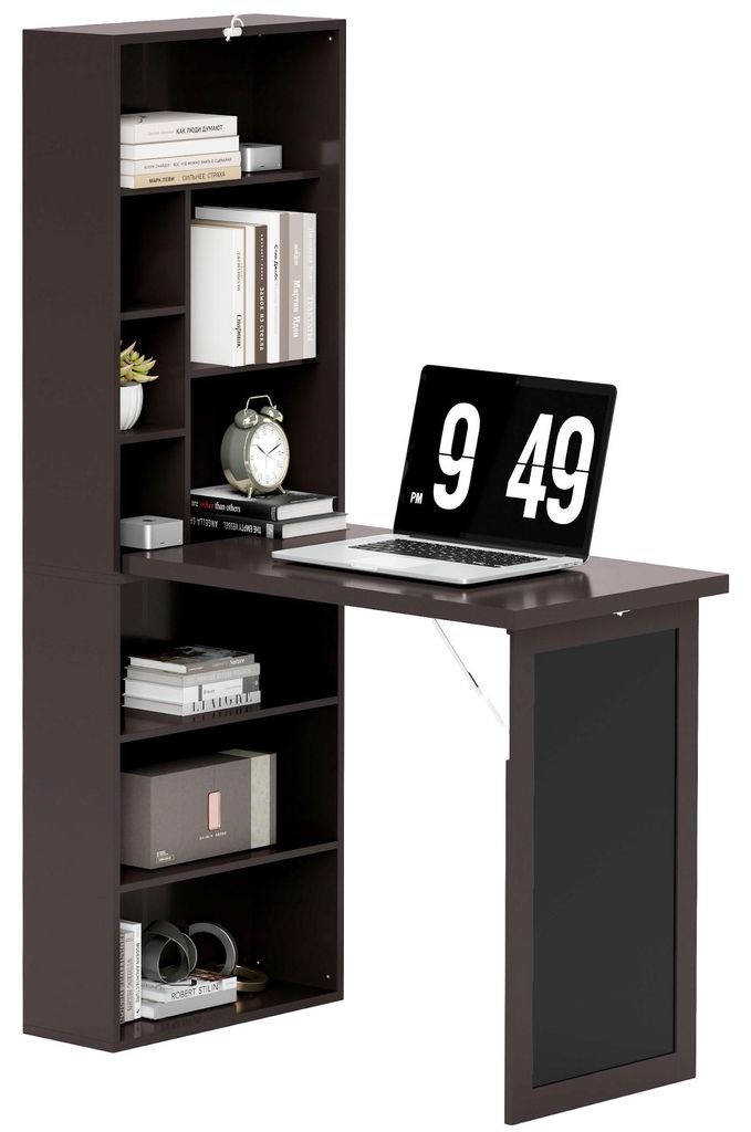Moderner Klappschreibtisch mit Bš¹cherregal und Tafel, Holz Produktbild 