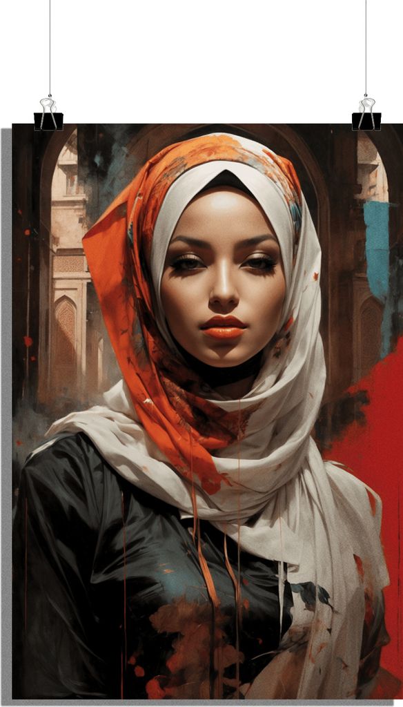 Frau Poster - Hijabi Poster - Orientalisches Poster - Stilvolles Poster - Kulturelles Poster - 61x91cm - Perfekt zum Einrahmen