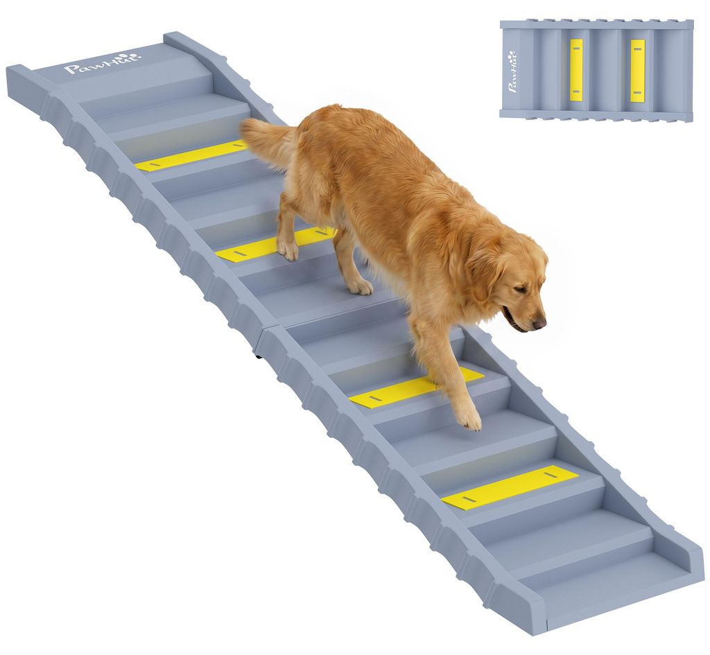 PawHut Hunderampe Auto klappbar Hundetreppe mit 10 Stufen Produktbild 