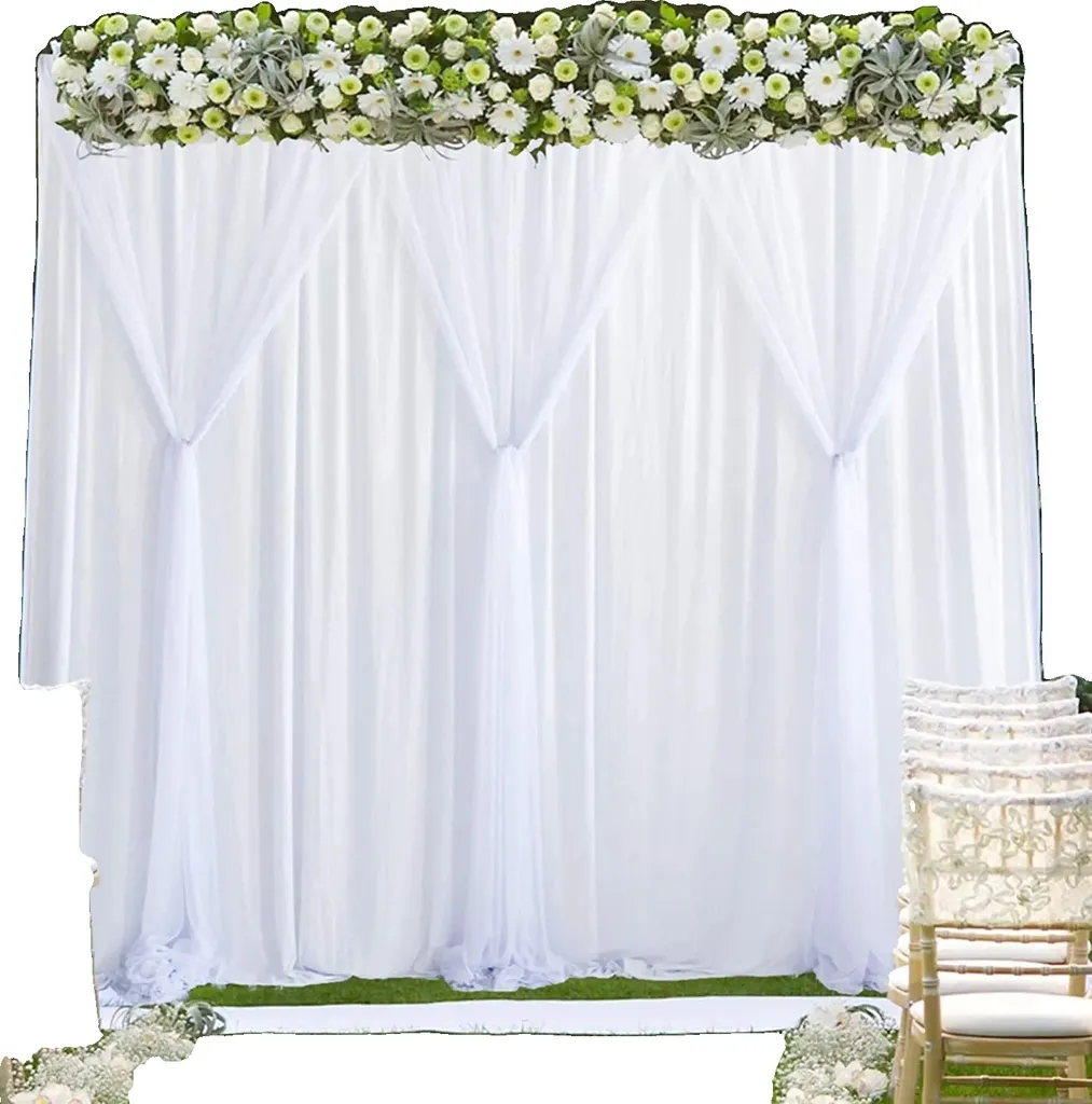 Rideau de fond pour photobooth 3x3m en soie blanche - Décoration soirée