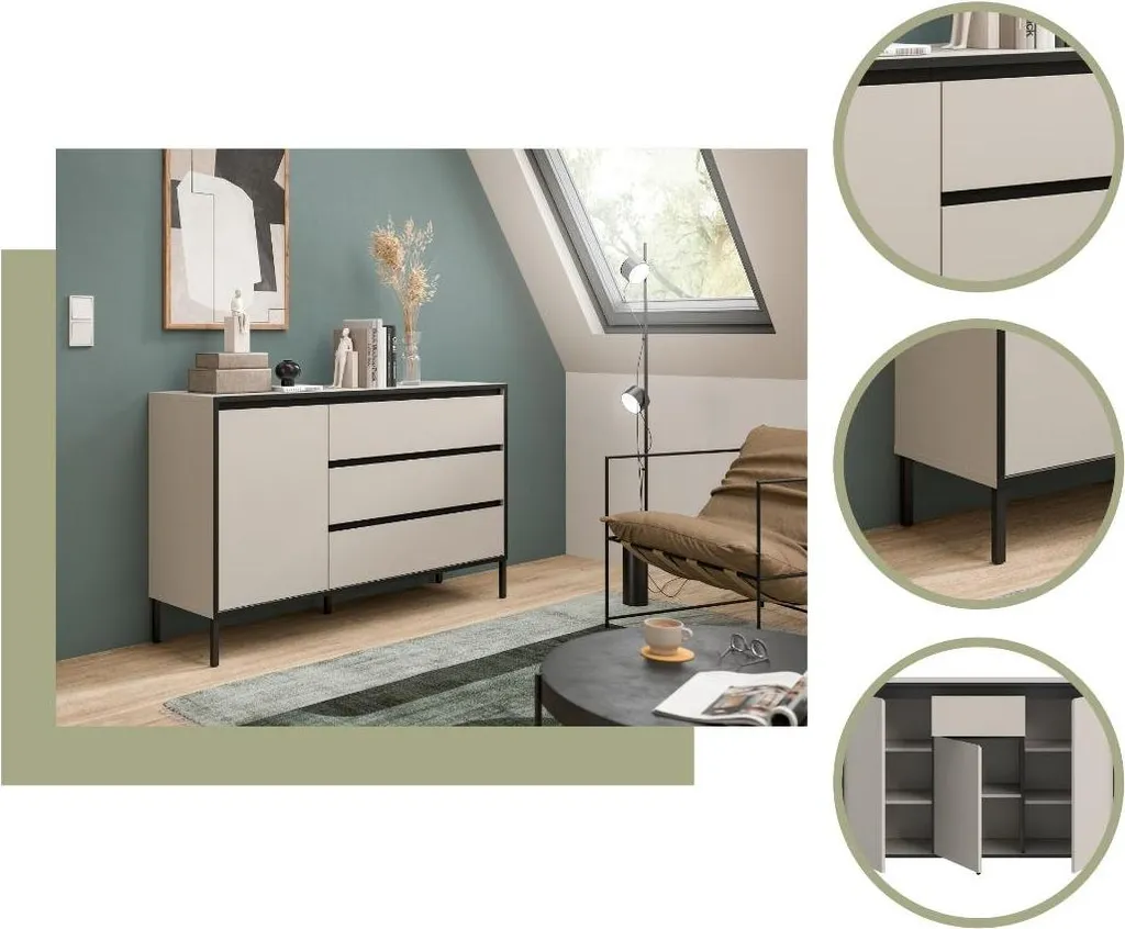 Buffet Tron 3 Portes : Solution Rangement Compacte Teinte Cachemire