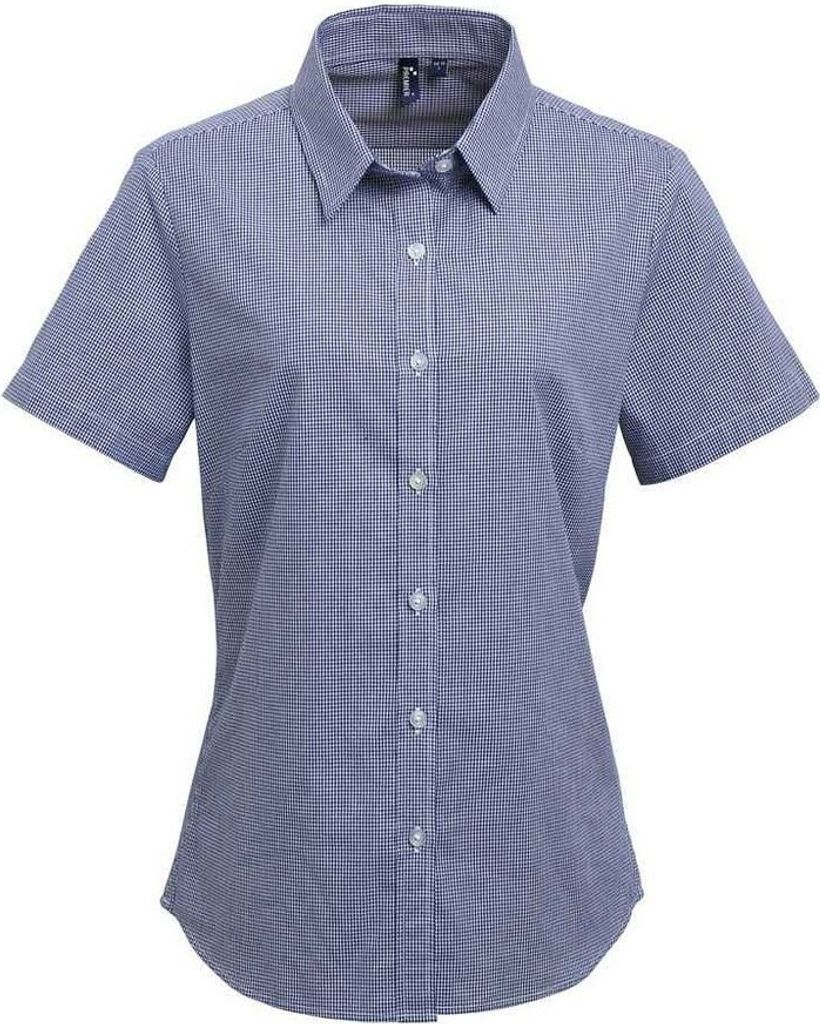 Premier - Hemd für Damen kurzärmlig PC6084 (46 DE) (Marineblau/Weiß)