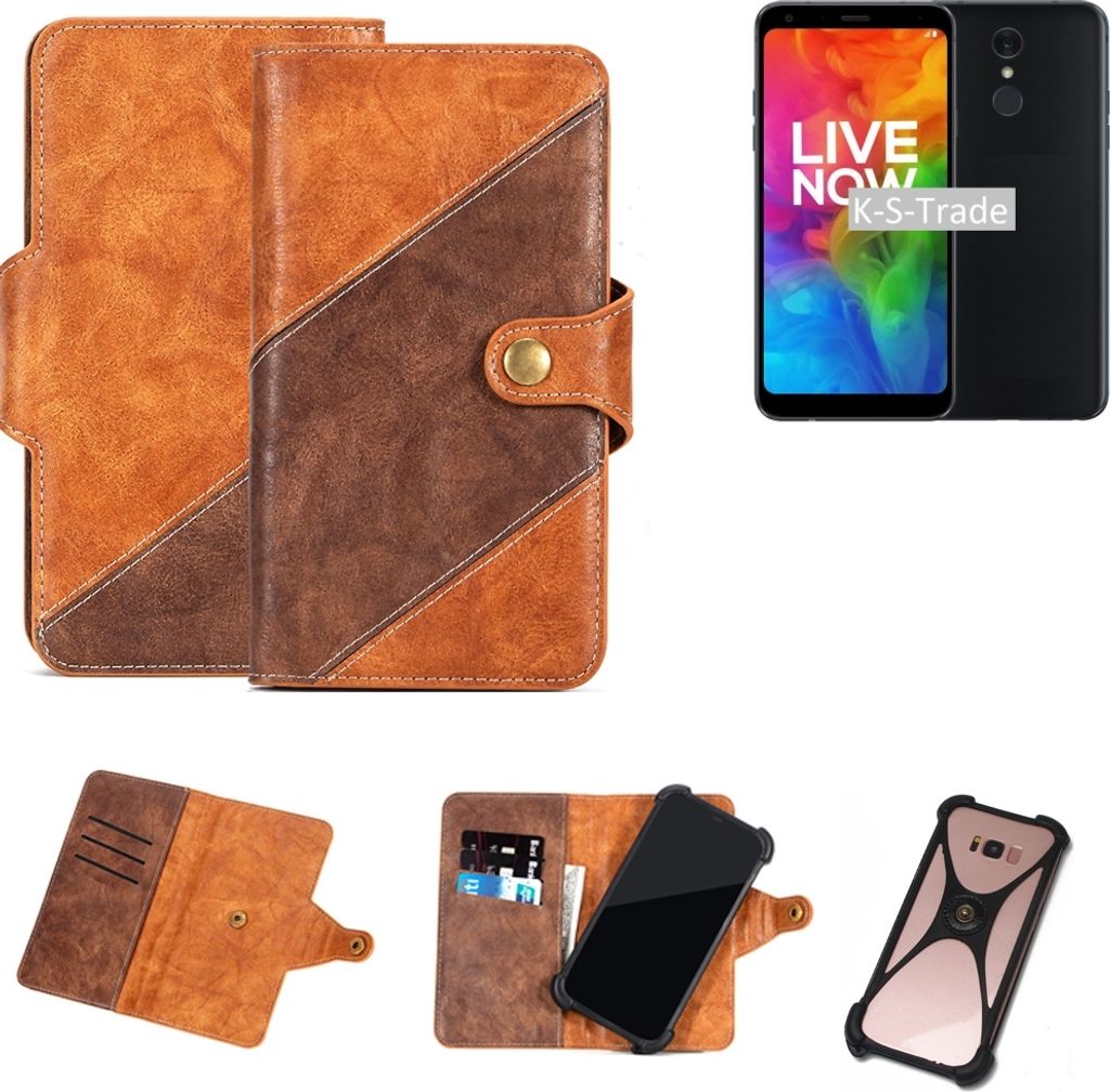 K-S-Trade Handy-Hülle Schutz-Hülle Bookstyle Case Wallet-Case kompatibel mit LG Electronics Q7 Handy Cover Bumper Kantenschutz Smartphone
