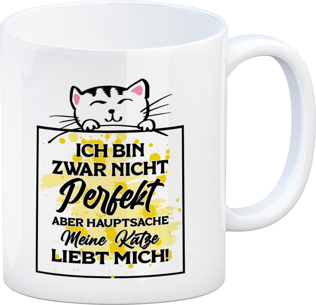 Meine Katze liebt mich Katzen Spruch Kaffeebecher für Produktbild 