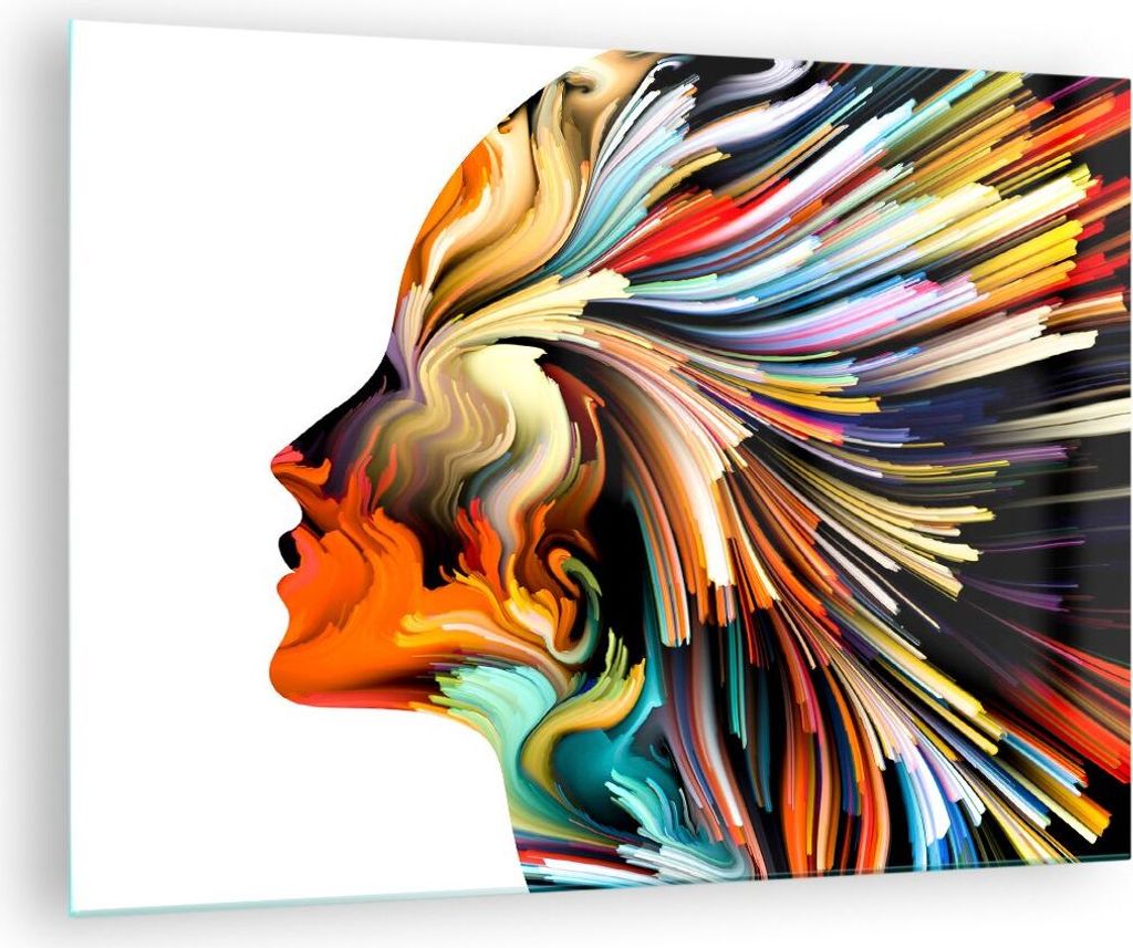 Bilder auf glas - Effekte Expressionismus Mädchen Fantasie - 70x50cm - Glasbilder - Wandbilder - Kunstdruck - Wanddekoration aus Glas - Glas Bilde...