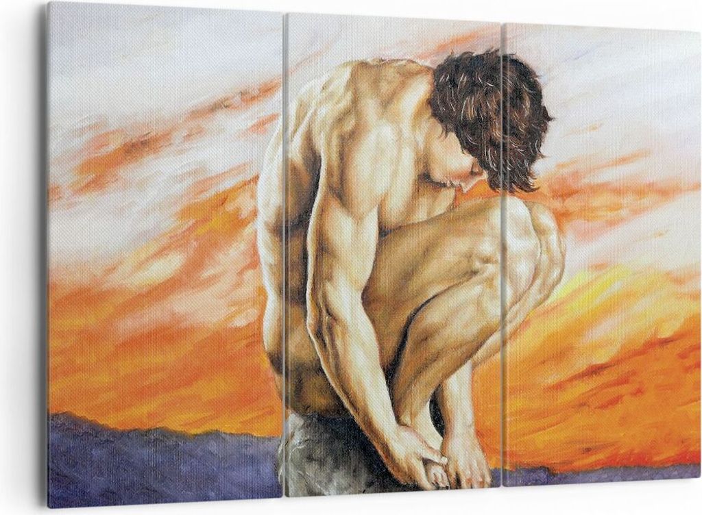 Bild auf Leinwand - Leinwandbild - 3 Teile - Körper Mann bunt - 165x110cm - Wand Bild - Wanddeko - Wandbilder - Leinwanddruck - Bilder - Wanddekor...
