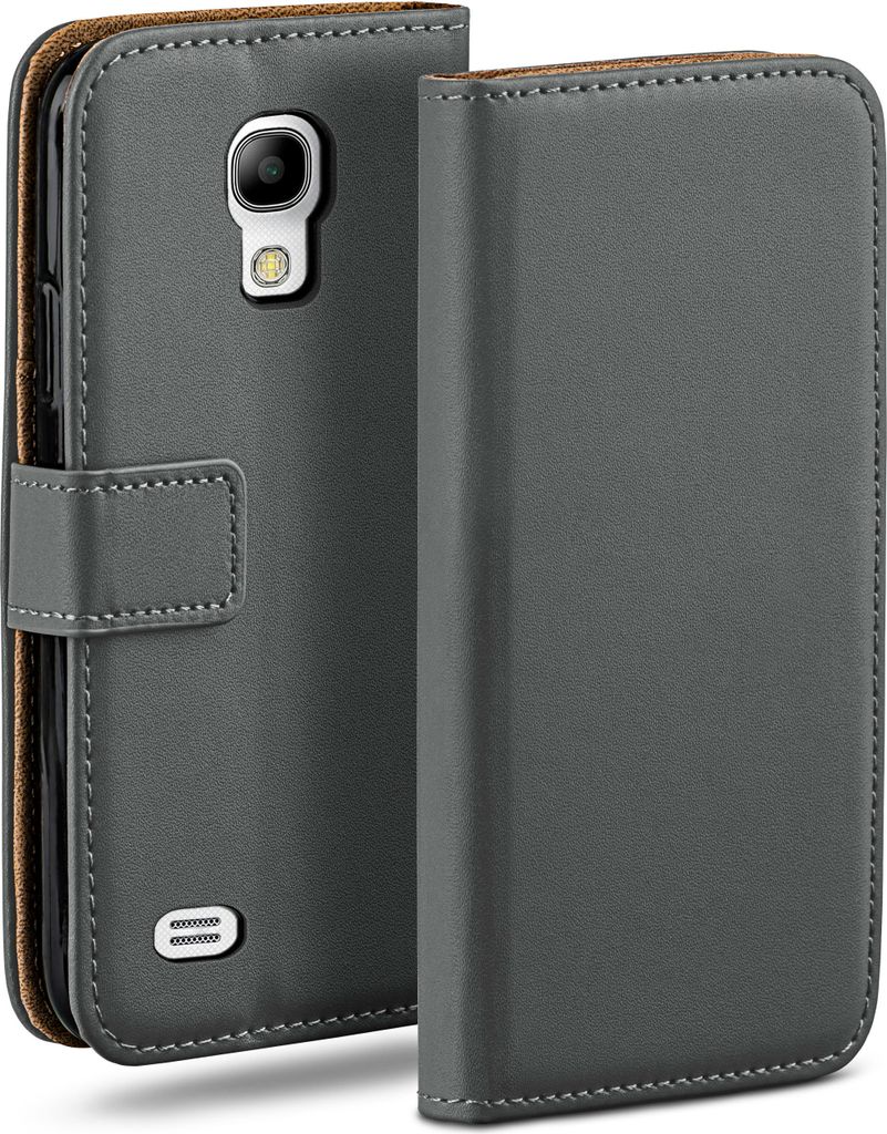 moex Book Case kompatibel mit Samsung Galaxy S4 Mini - Hülle 360 Grad klappbar, Dunkelgrau