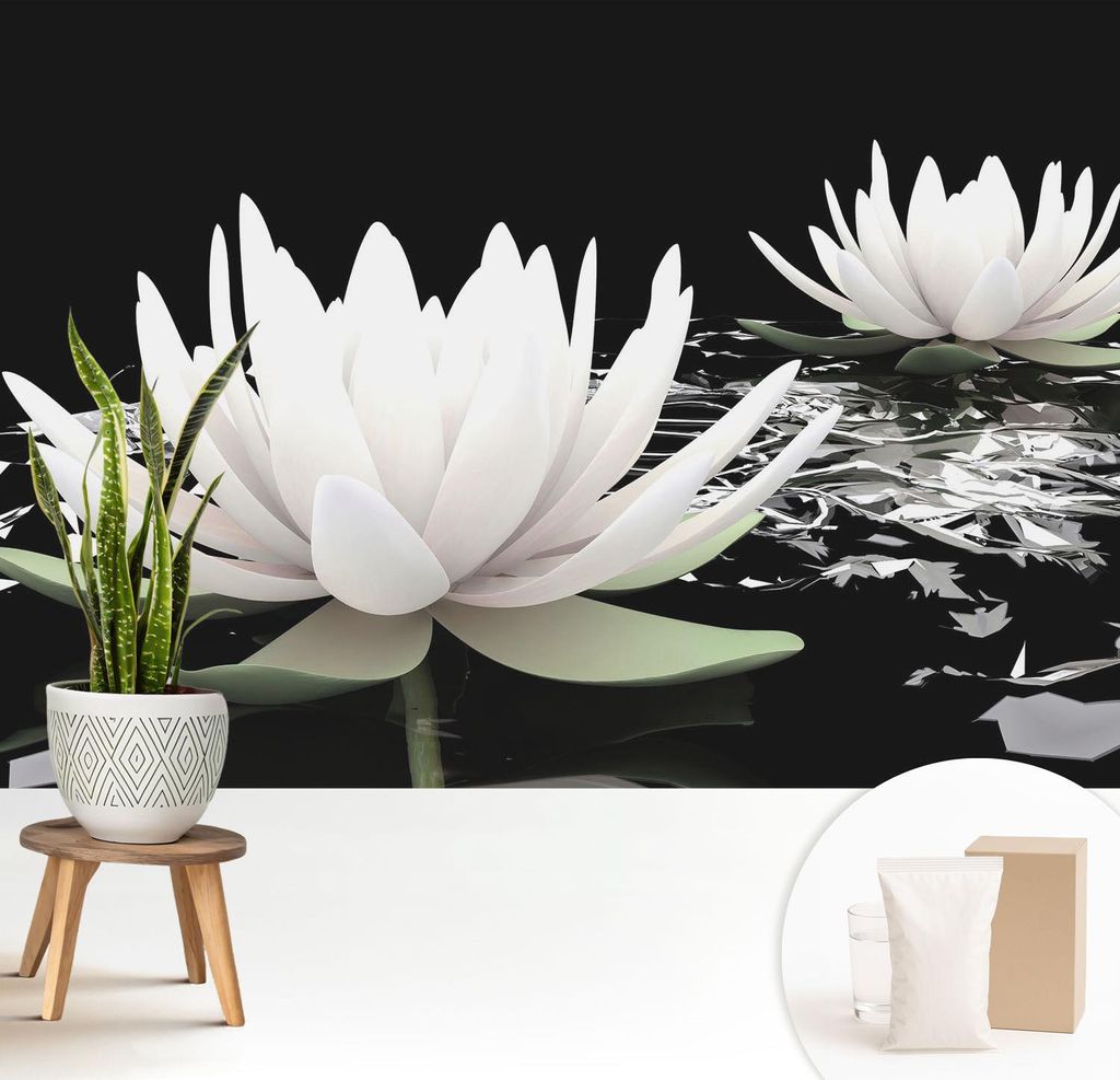 Fototapete - 208x146 cm - Tapete - Wandtapete - Wandbilder - Dekofolie - Tapete Folie - Wand - Dekoration - Wohnzimmer - Wasserblumen
