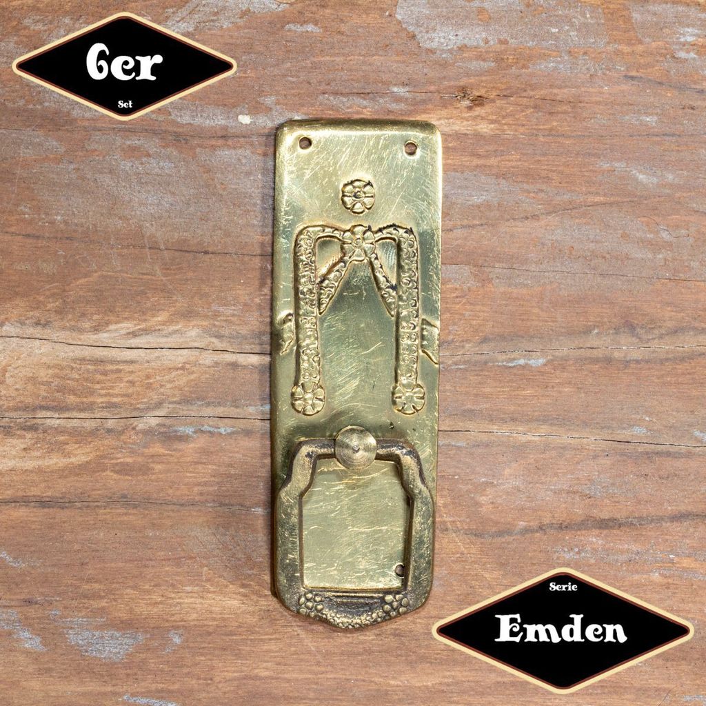 Schubladengriff,Serie"Emden",6er Pack|Eisen in Messing Gl.|H10,3xB3,5cm
