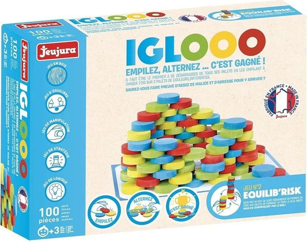 Baril Jeujura 100 Pièces en Bois Multicolore pour Petits Bâtisseurs - 3