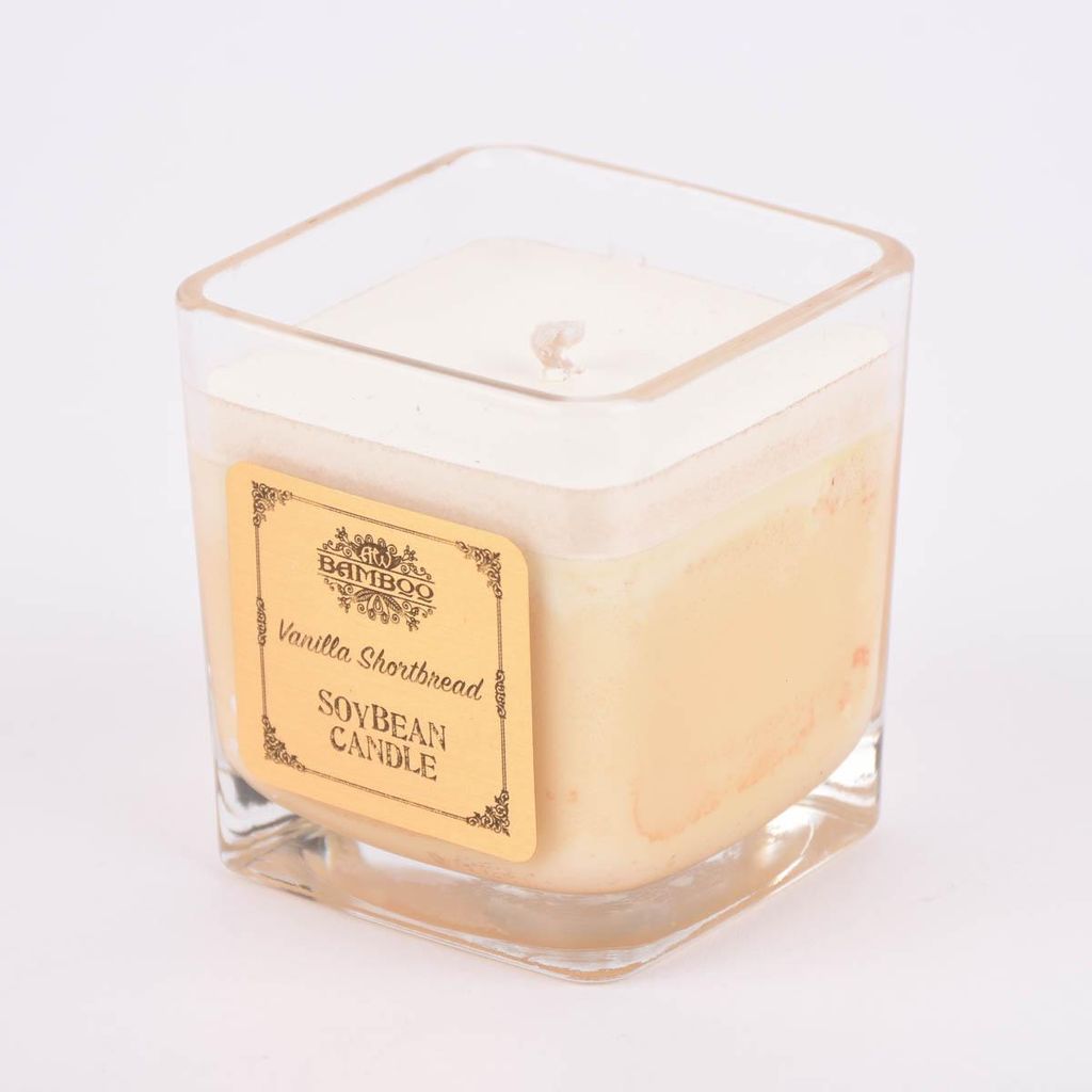 Duftkerze im Glas aus Sojawachs quadratisch Soybean Candle verschiedene Düfte 7x7x7,5cm