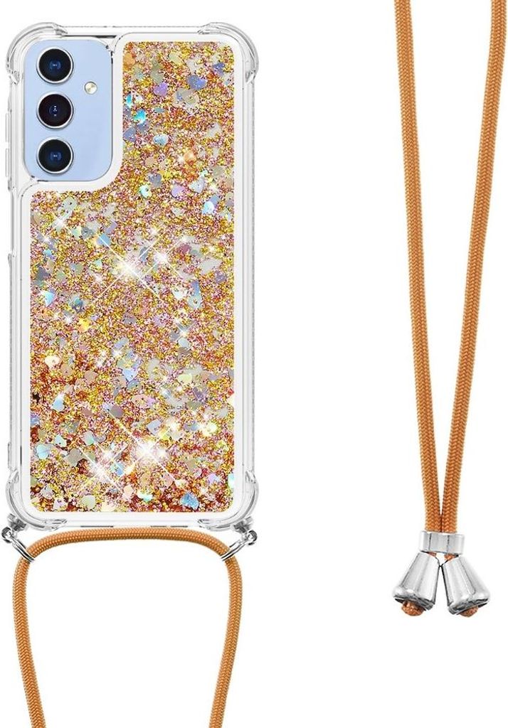 Samsung Galaxy A26 Hülle - Coverup Liquid Glitzer Back Cover mit Handykette - Gold