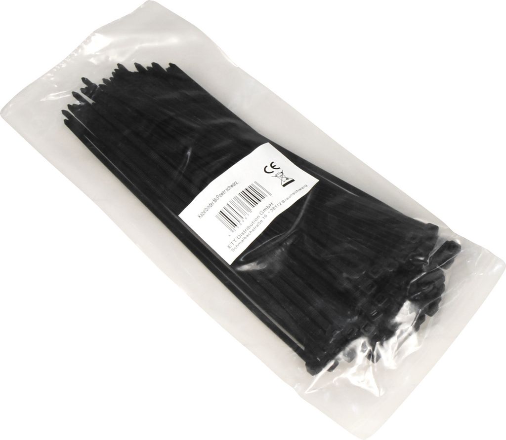 Kabelbinder McPower schwarz 200x2,5mm 100er-Pack UV Produktbild 