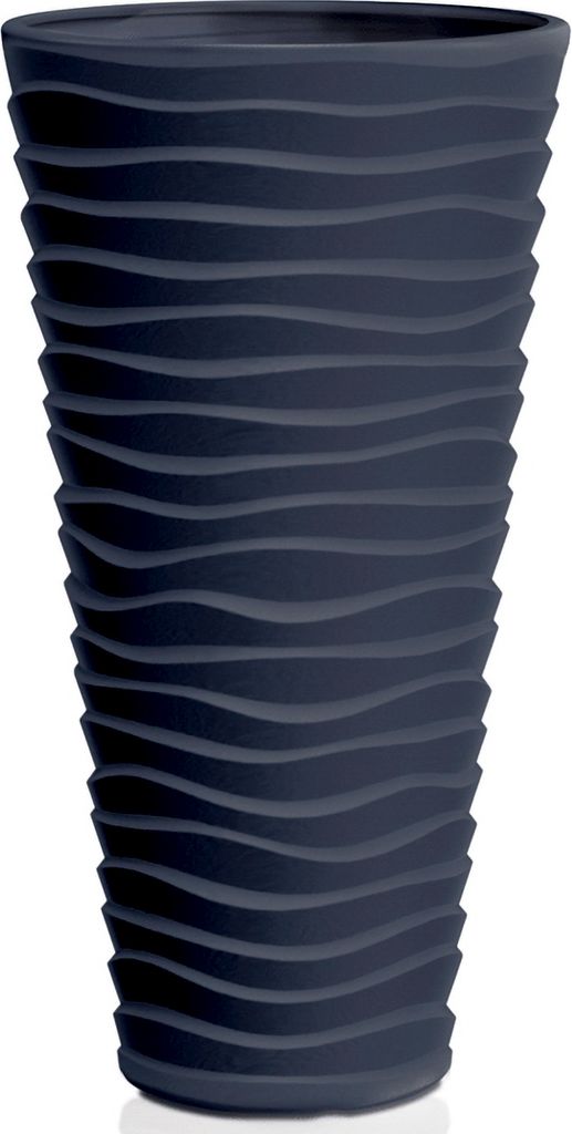 A dark gray planter with a wavy texture.