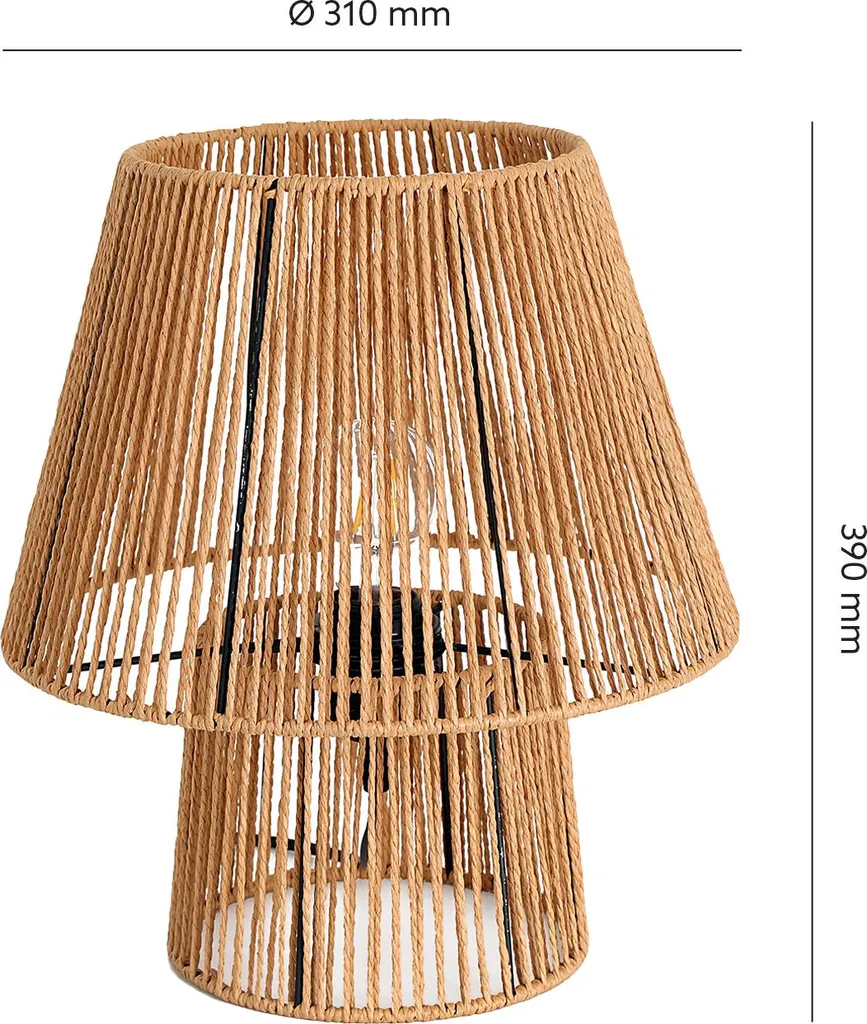 Lampe de table bohème design naturel - Éclairage doux pour lecture