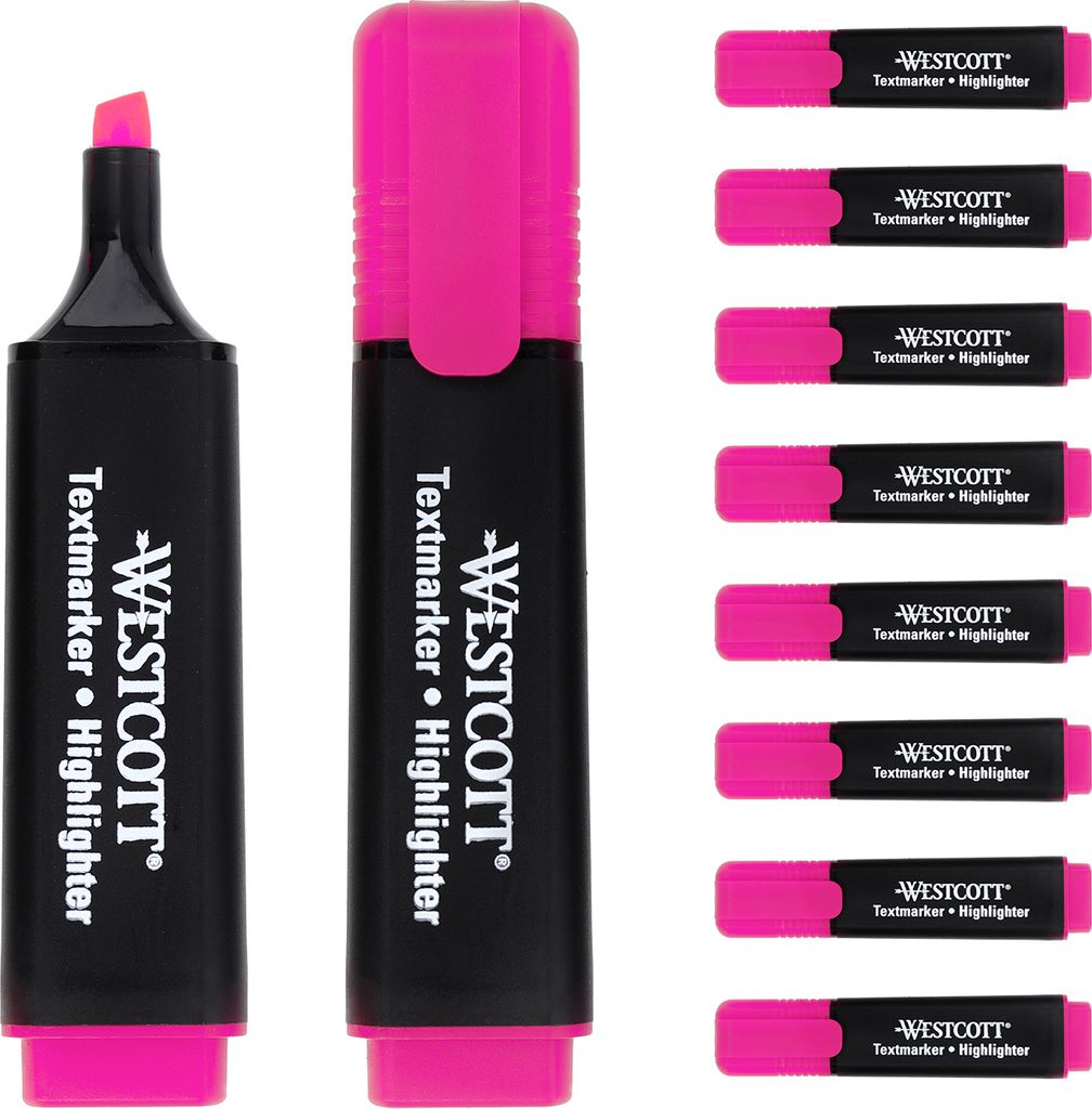 Textmarker Highlighter leuchtend Pink 10 Stück Tinte auf Wasserbasis Keilspitze Strichstärke 2-5 mm