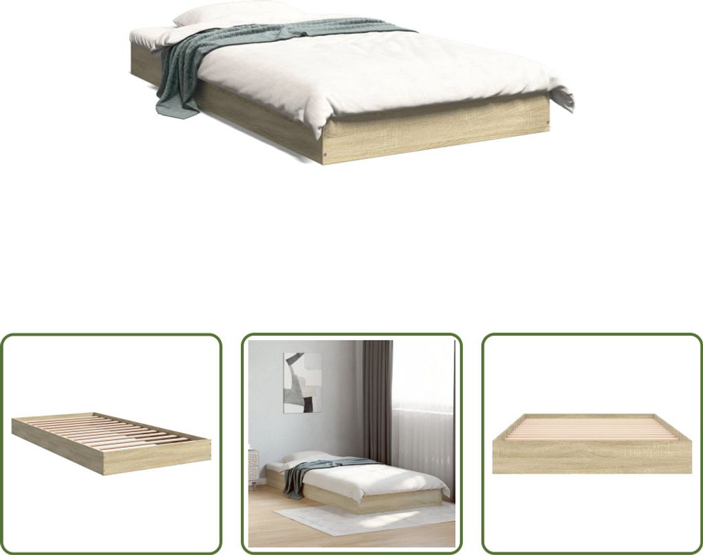 The Living Store Bettgestell Sonoma-Eiche 100x200 cm Holzwerkstoff