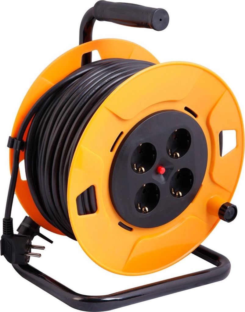 Kabeltrommel 50m schwarz Stromkabel Elektrokabel innen Verlängerungskabel