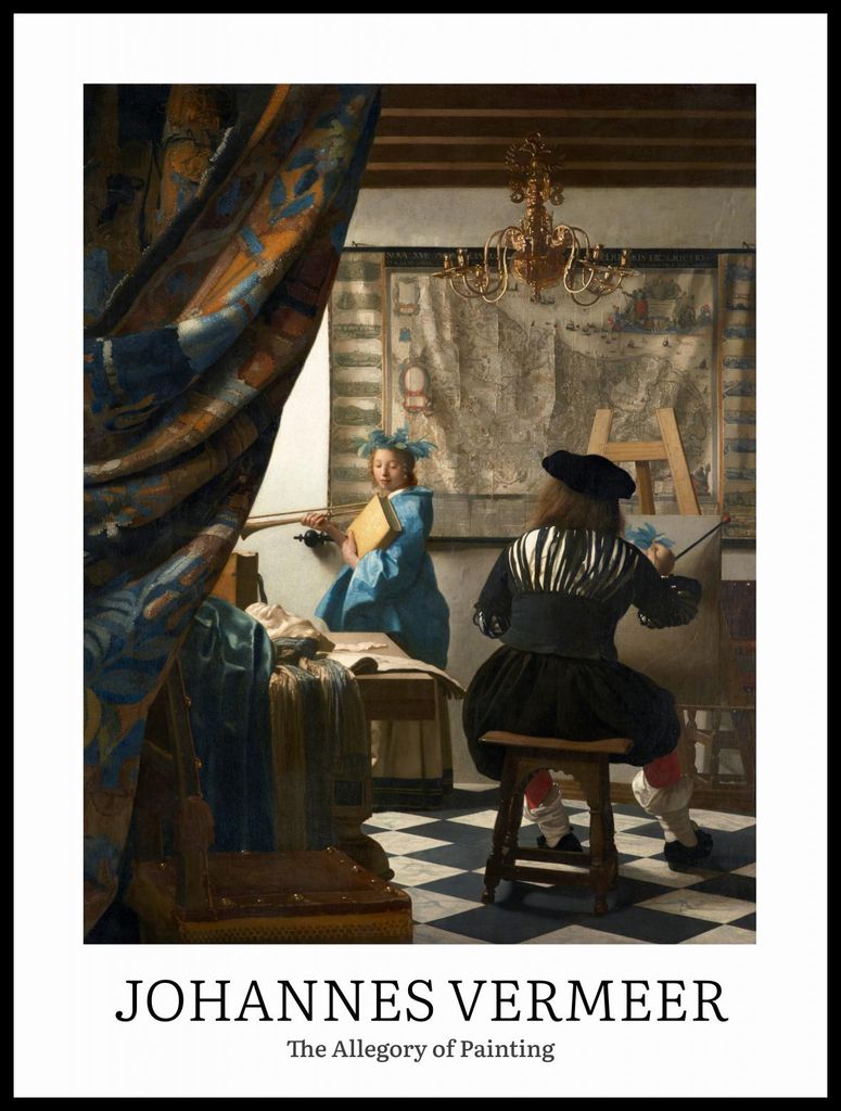 Plakat 60x80cm Design Allegorie der Malerei, Vermeer Vintage für das Wohnzimmer