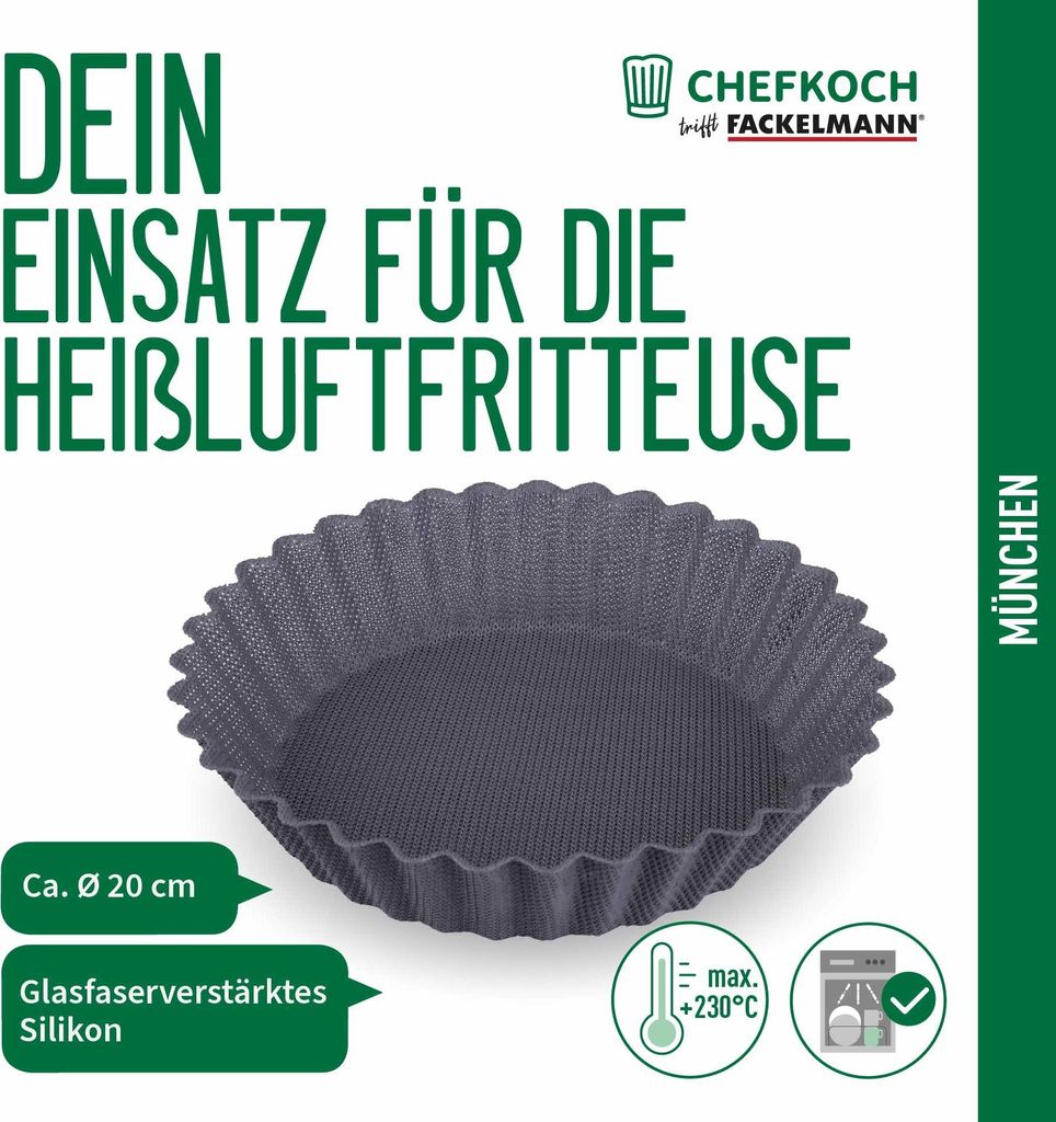 Chefkoch trifft Fackelmann Hochwertiger Einsatz für Heißluftfritteuse Ø 20 cm, ideal für knusprige Gerichte