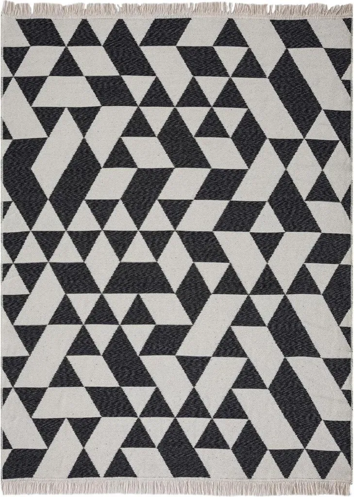 Tapis Géométrique Kelim en Coton BI pour Salon et Chambre à Coucher