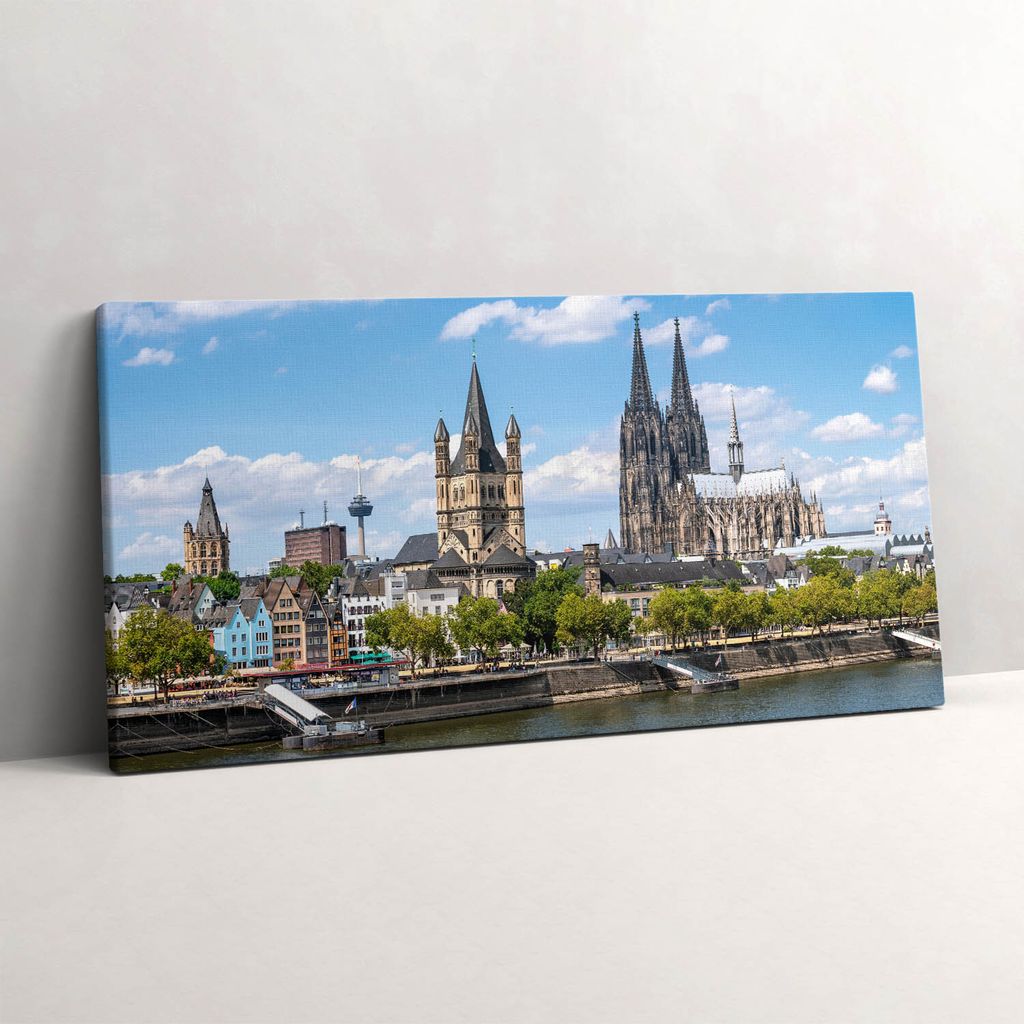 Panorama in Köln – Leinwandbild Wandbild – 100x50 cm – Leinwandbilder – Wandbilder – Schlafzimmer – Flur