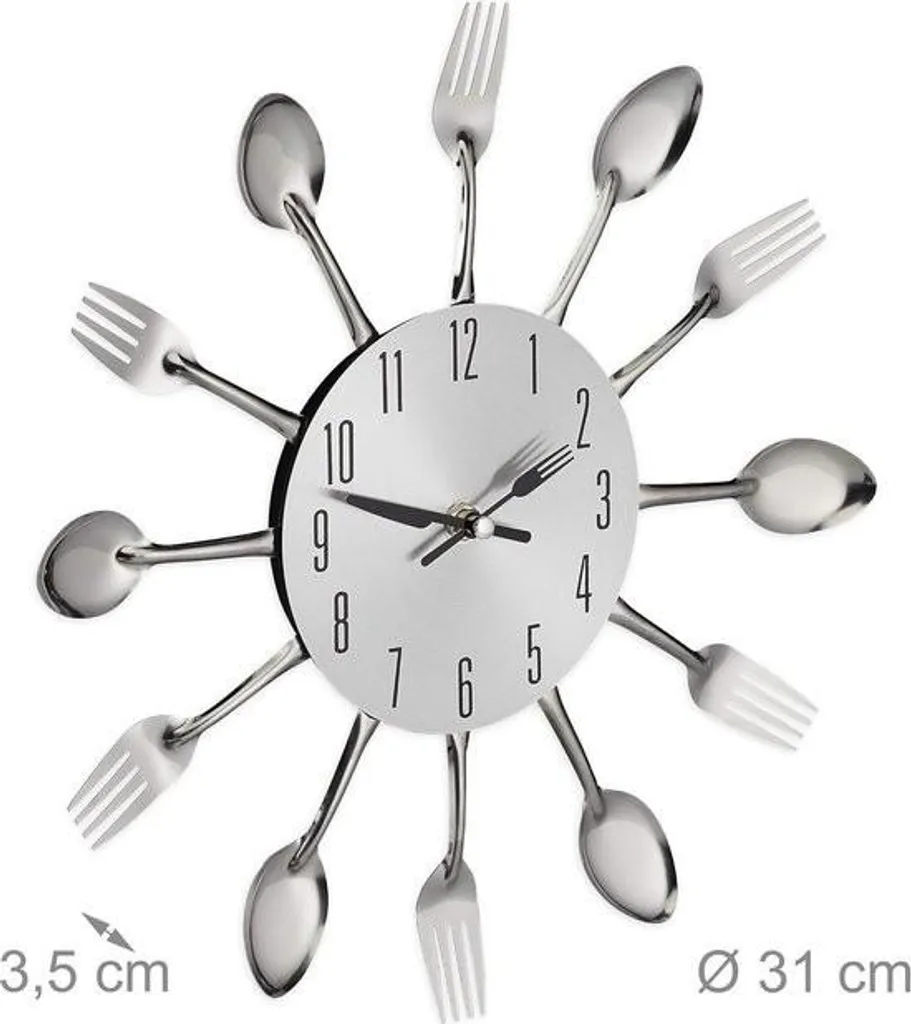 Accessoire mural cuisine couverts en métal argenté 31 cm déco tendance