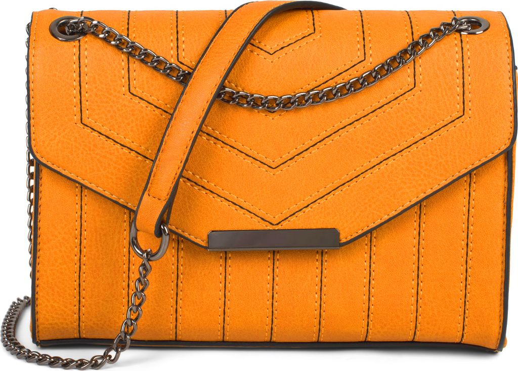styleBREAKER Damen Umhängetasche mit Ziernähten und Kette, Schultertasche, Handtasche, Tasche 02012308