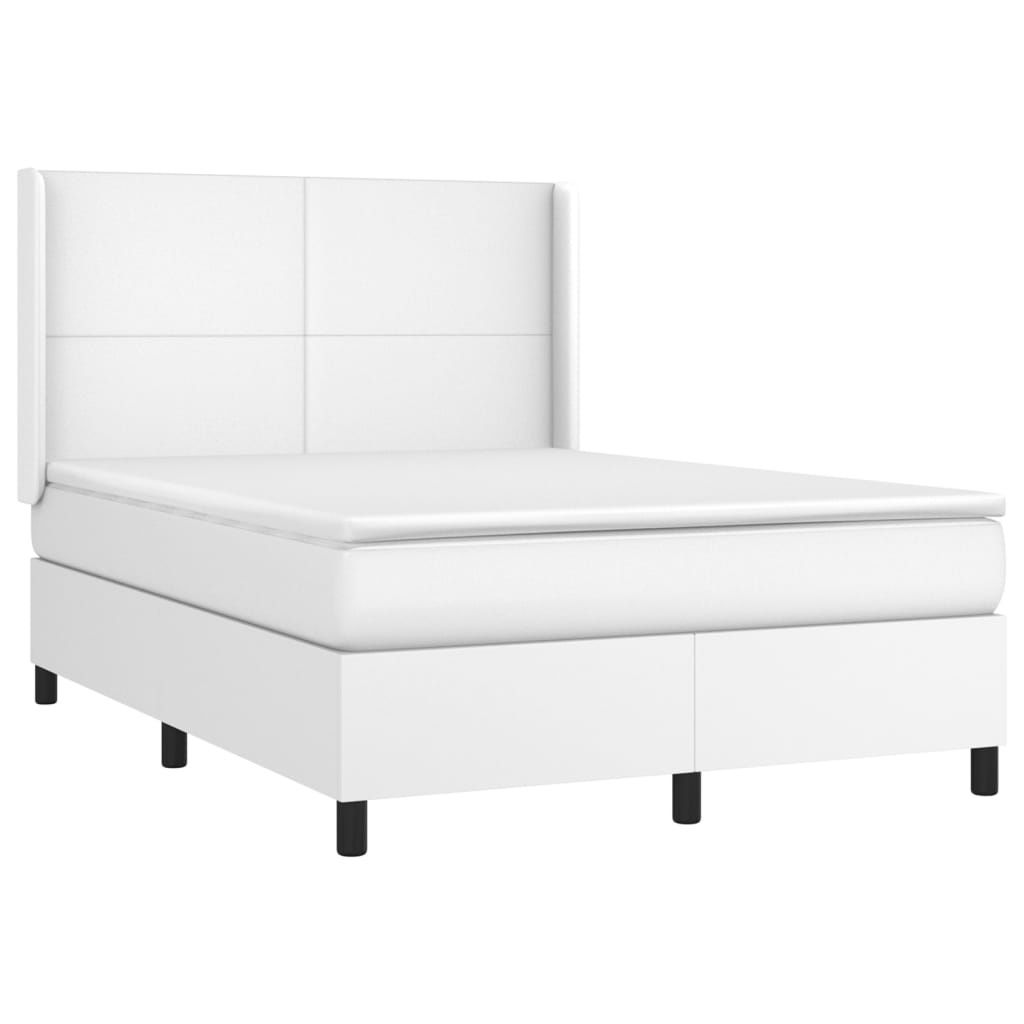 (Robust Möbel)Boxspringbett Modernes/Doppelbett - Polsterbett Erwachsene/r /Kind - mit Matratze Weiß 140x200cm Kunstleder - Klassische Betten...