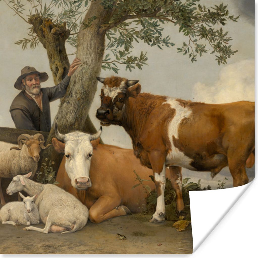 MuchoWow Poster Der Stier - Gemälde von Paulus Potter 100x100 cm - Babyzimmer