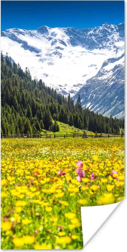 MuchoWow Poster Blumen - Mons - Gelb 75x150 cm - Dekoration für die Wände